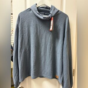 Southern Marsh womens blue waffle turtleneck crew shirt